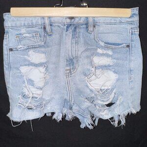 Light Washed Denim Distressed Jean Shorts